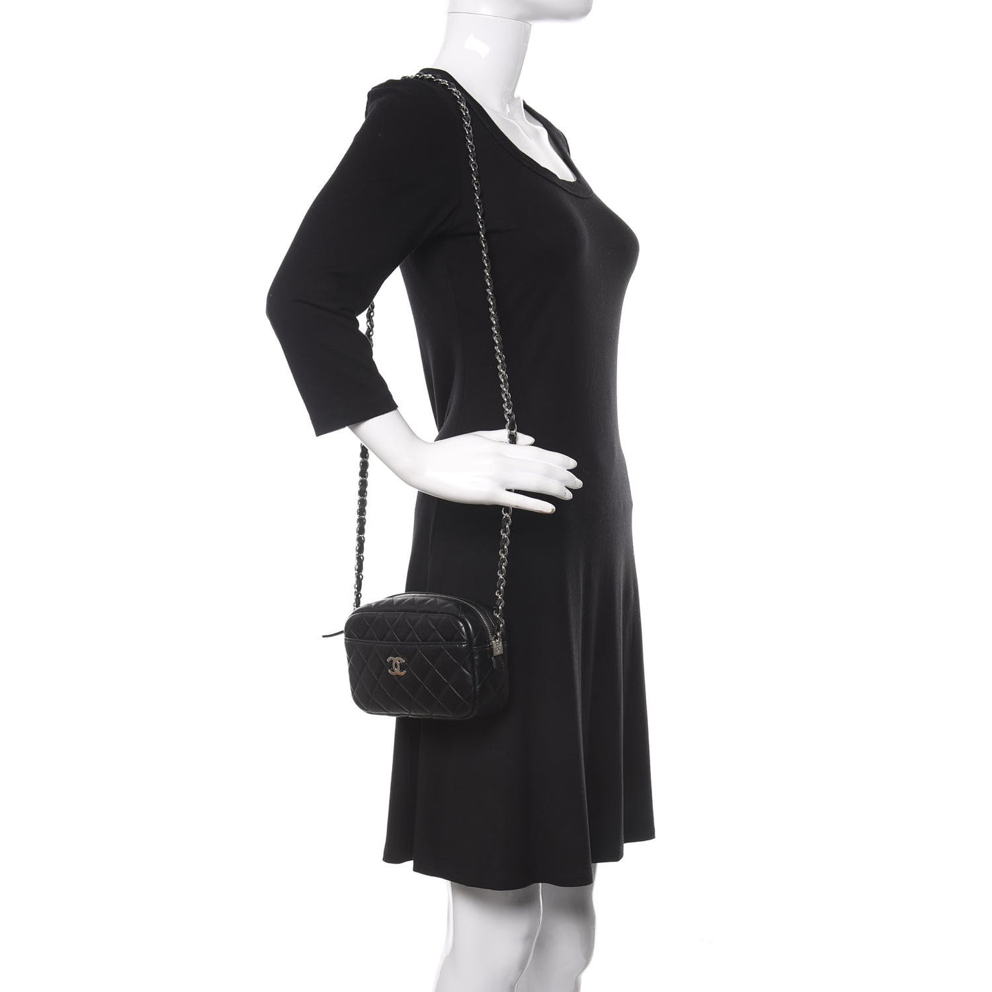 Lambskin Quilted Small Timeless Camera Case Black