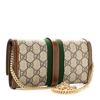 Gucci GG Supreme Monogram Azalea Calfskin Web Jackie 1961 Chain Wallet Beige Ebony Brown Sugar 3 of 10