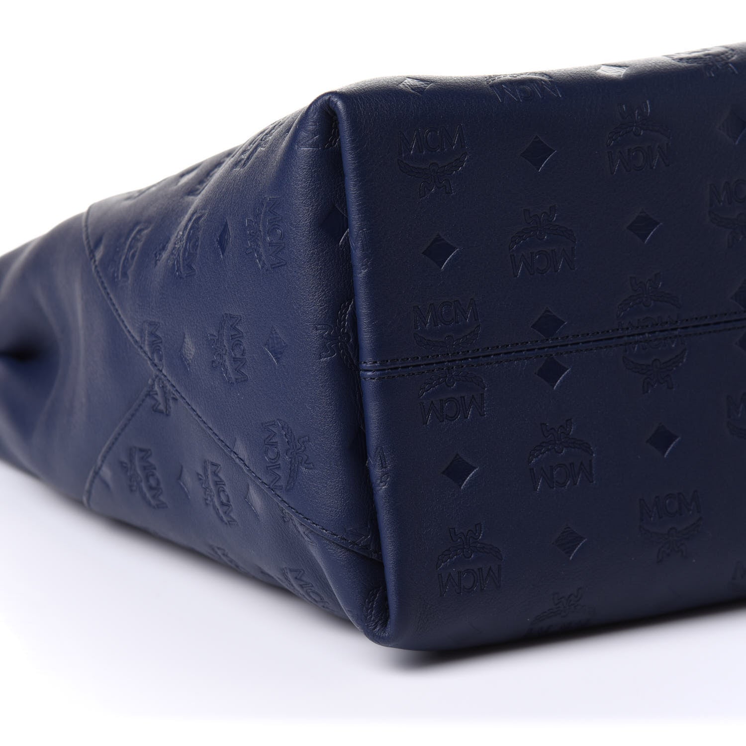 MCM Calfskin Ottomar Monogram Large Klara Hobo Navy Blue 10 of 11