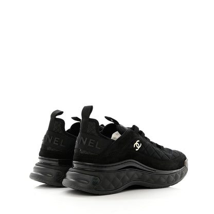 Chanel Suede Calfskin Mixed Fibers CC Sneakers 39 Black Dark Grey 3 of 9