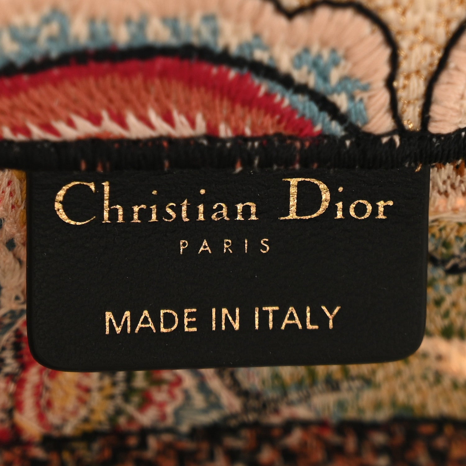 Christian Dior Canvas Embroidered Floral Panier Chapeau Tote White Multicolor 7 of 12
