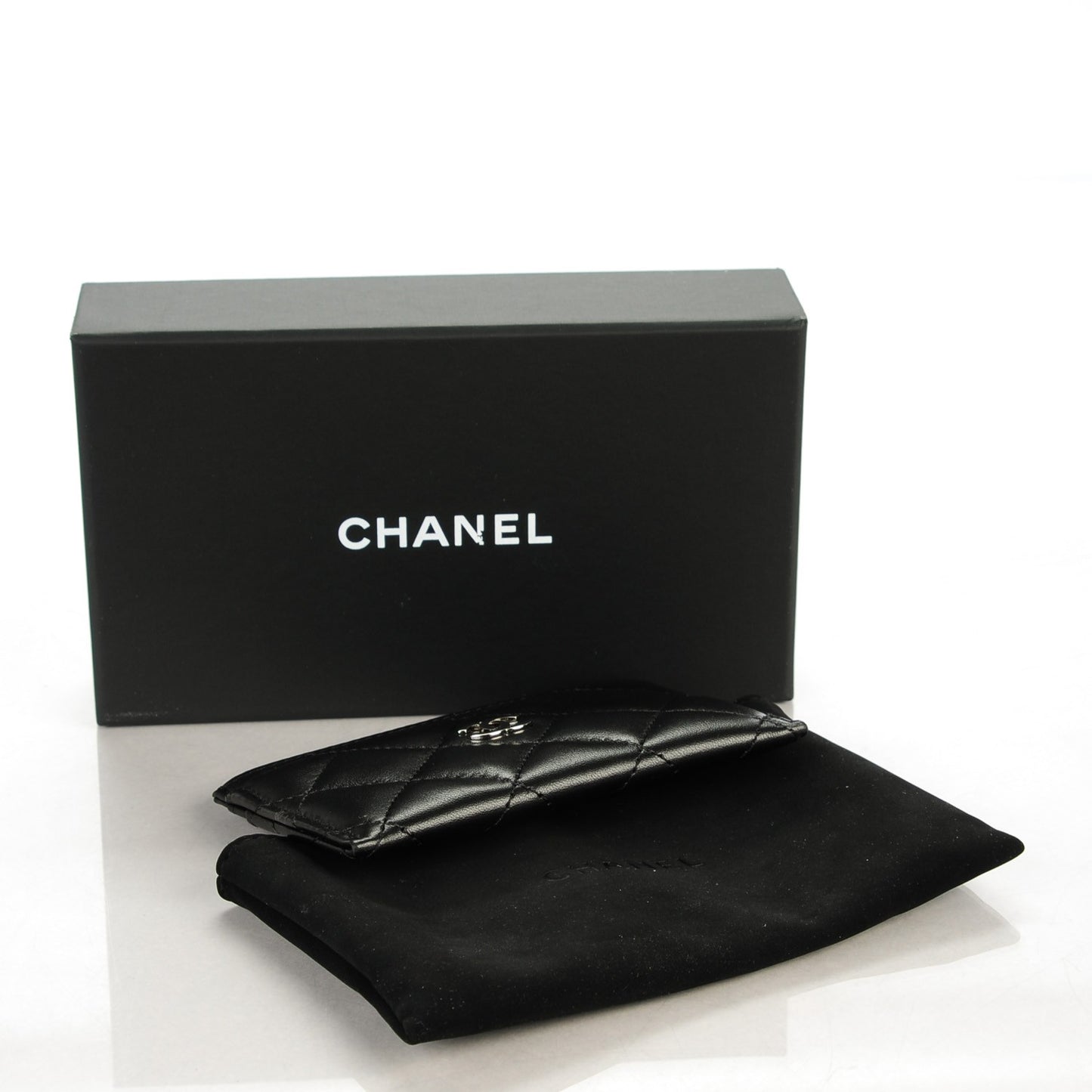 Lambskin Quilted Card Holder Black