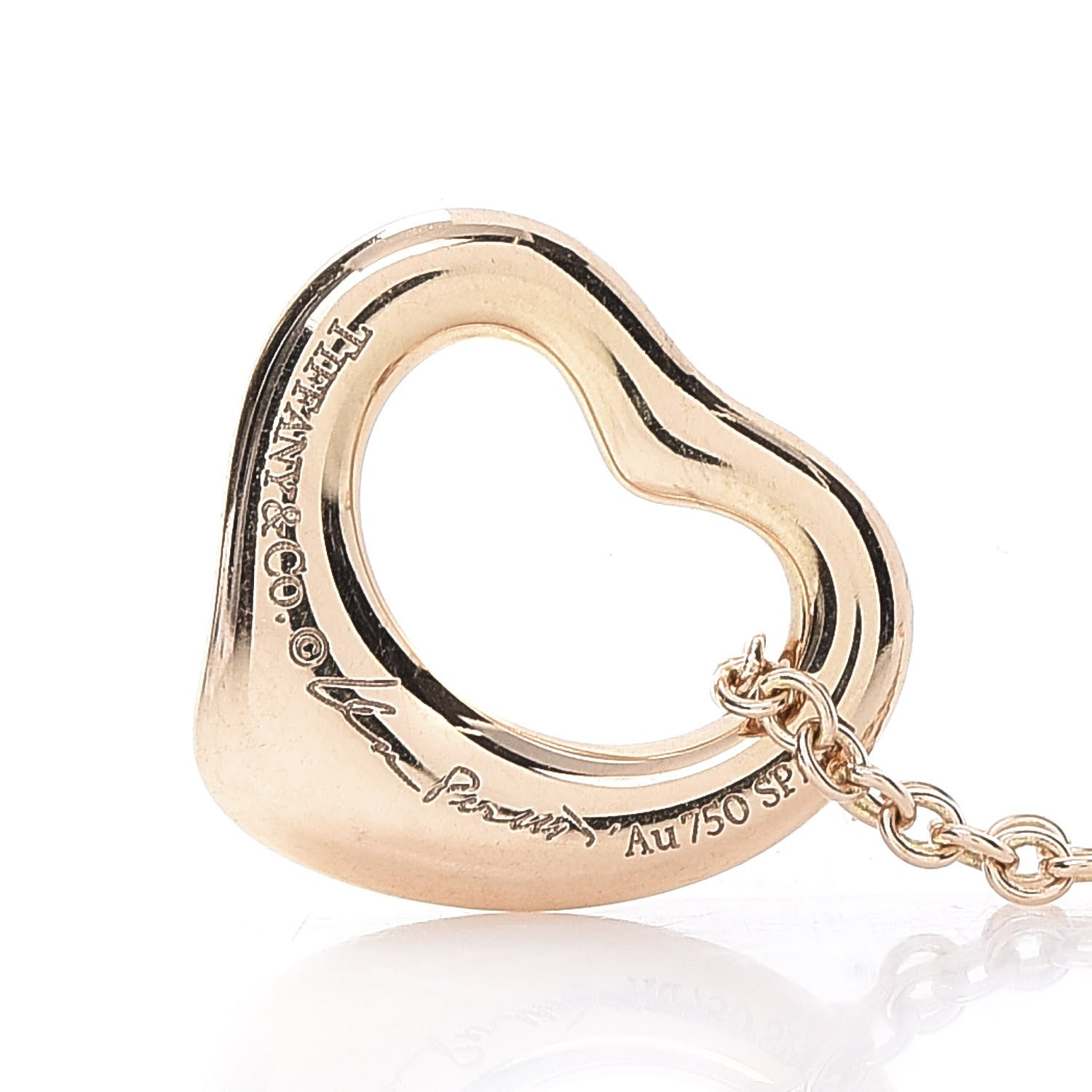 Tiffany 18K Yellow Gold Elsa Peretti Small Open Heart Pendant Necklace 8 of 9