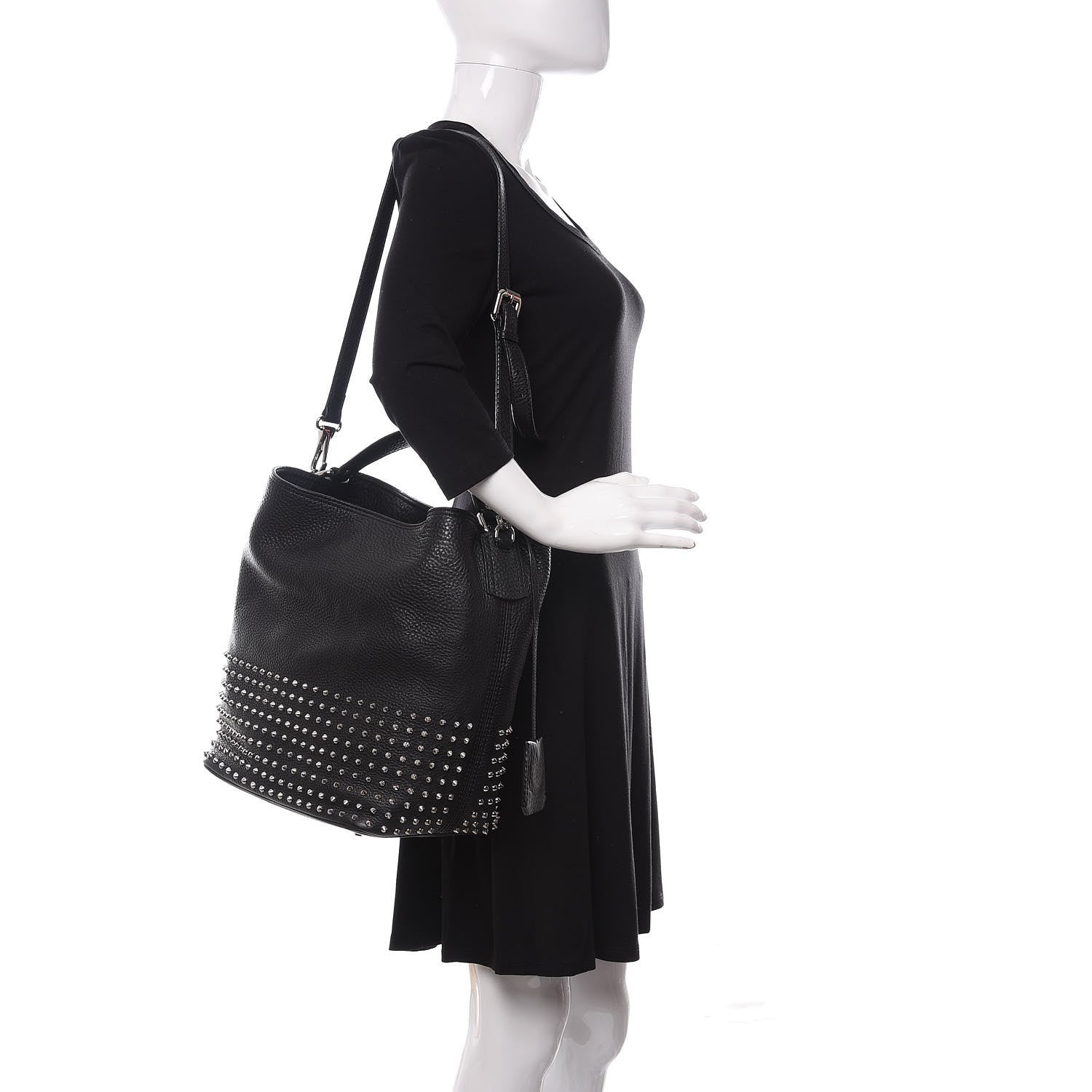 Burberry Calfskin Studded Medium Susanna Hobo Black 2 of 10