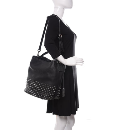 Burberry Calfskin Studded Medium Susanna Hobo Black 2 of 10