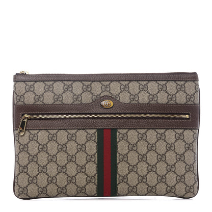 Gucci GG Supreme Monogram Large Ophidia Pouch Clutch Brown 1 of 8