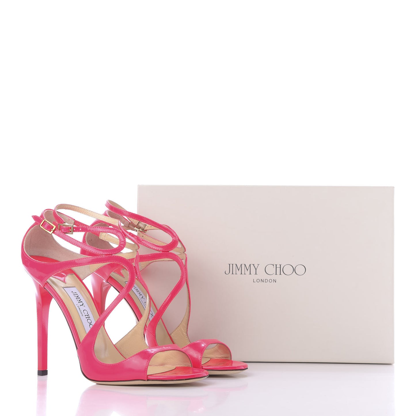 Patent Calfskin Lance Sandals 39 Fuchsia