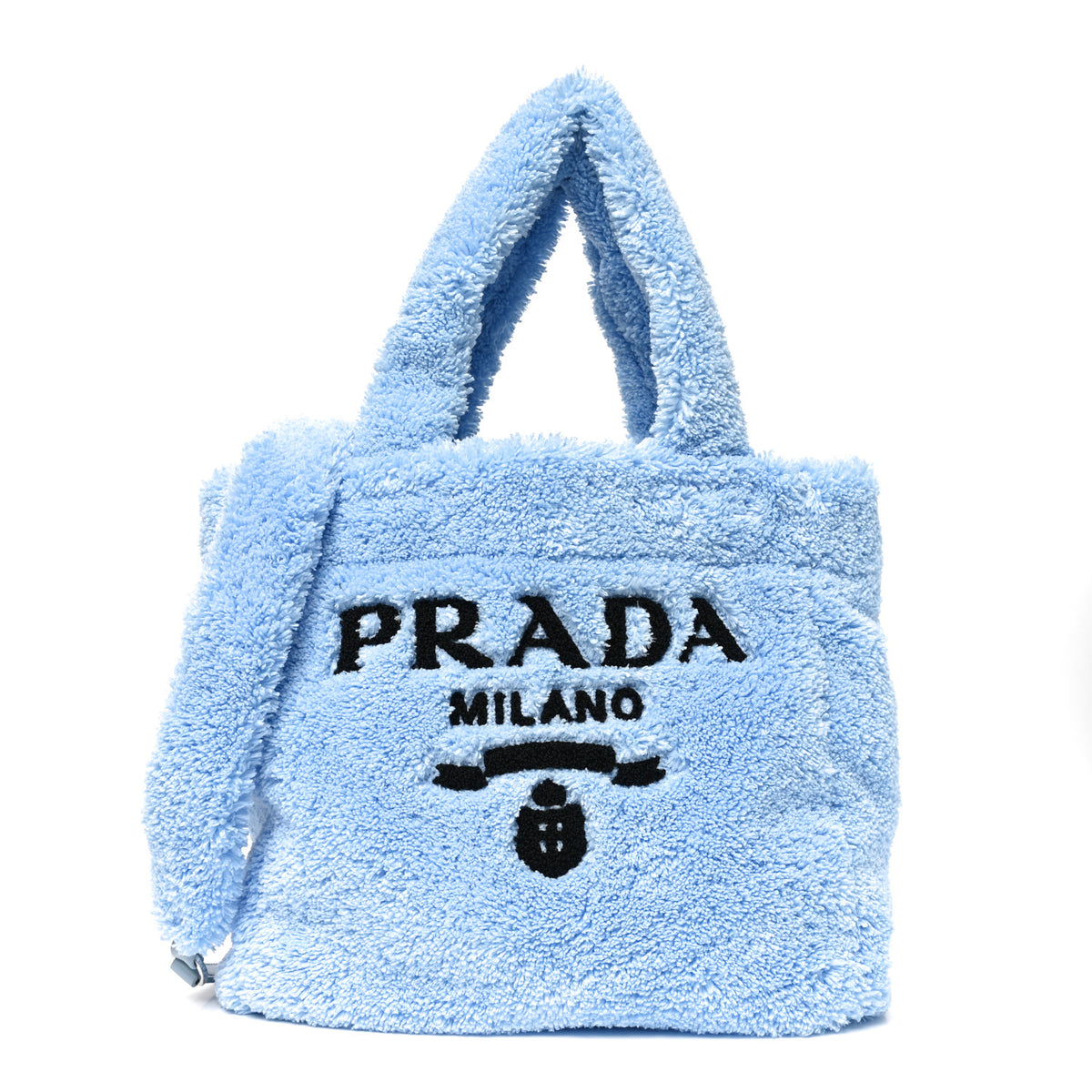 Prada Terry Cloth Small Tote Bag Celeste Black 1 of 9