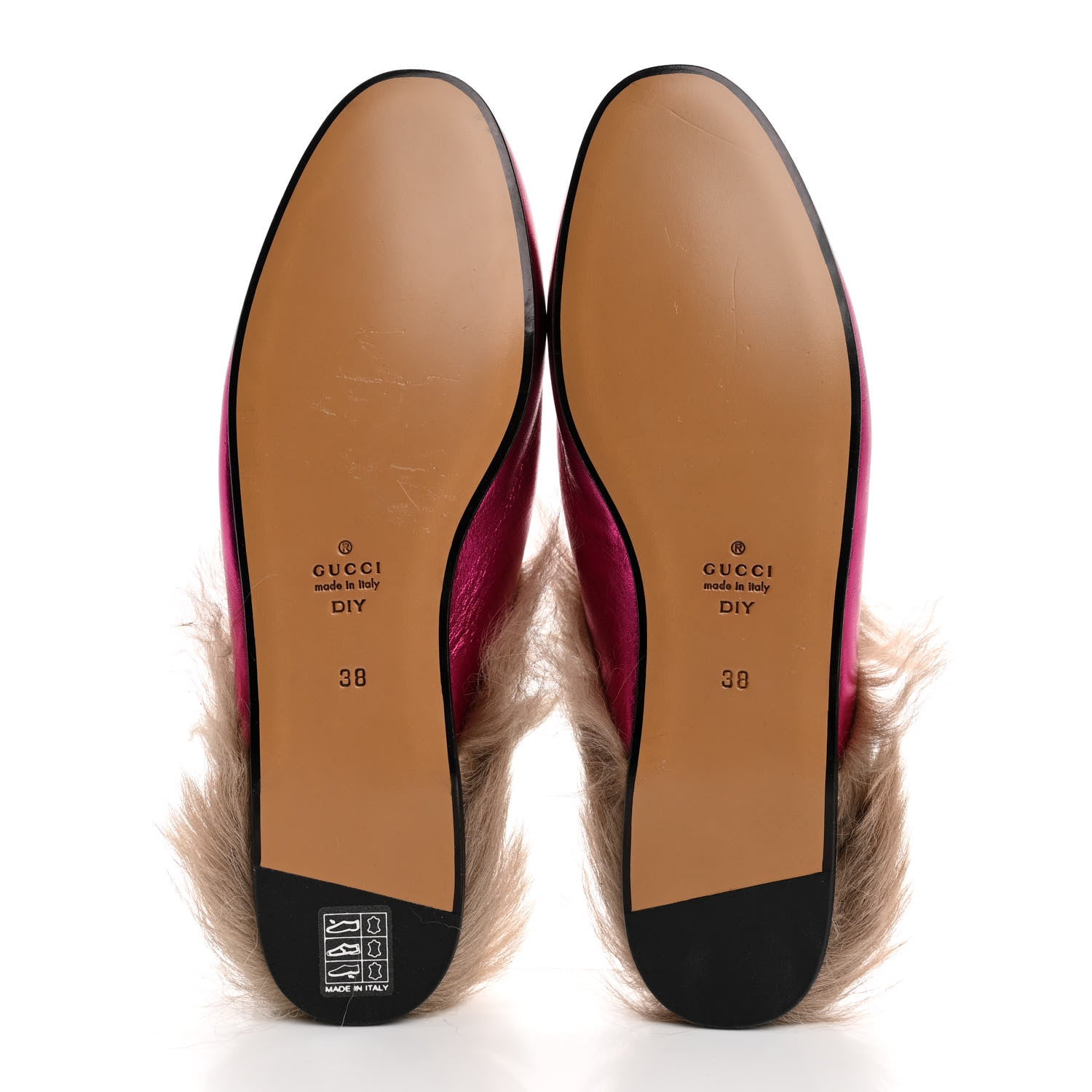 Gucci Metallic Nappa Fur Womens Princetown Slippers 38 Fuxia 6 of 8