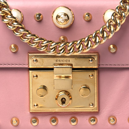 Gucci Calfskin Studded Small Padlock Shoulder Bag Carmine Rose 8 of 14