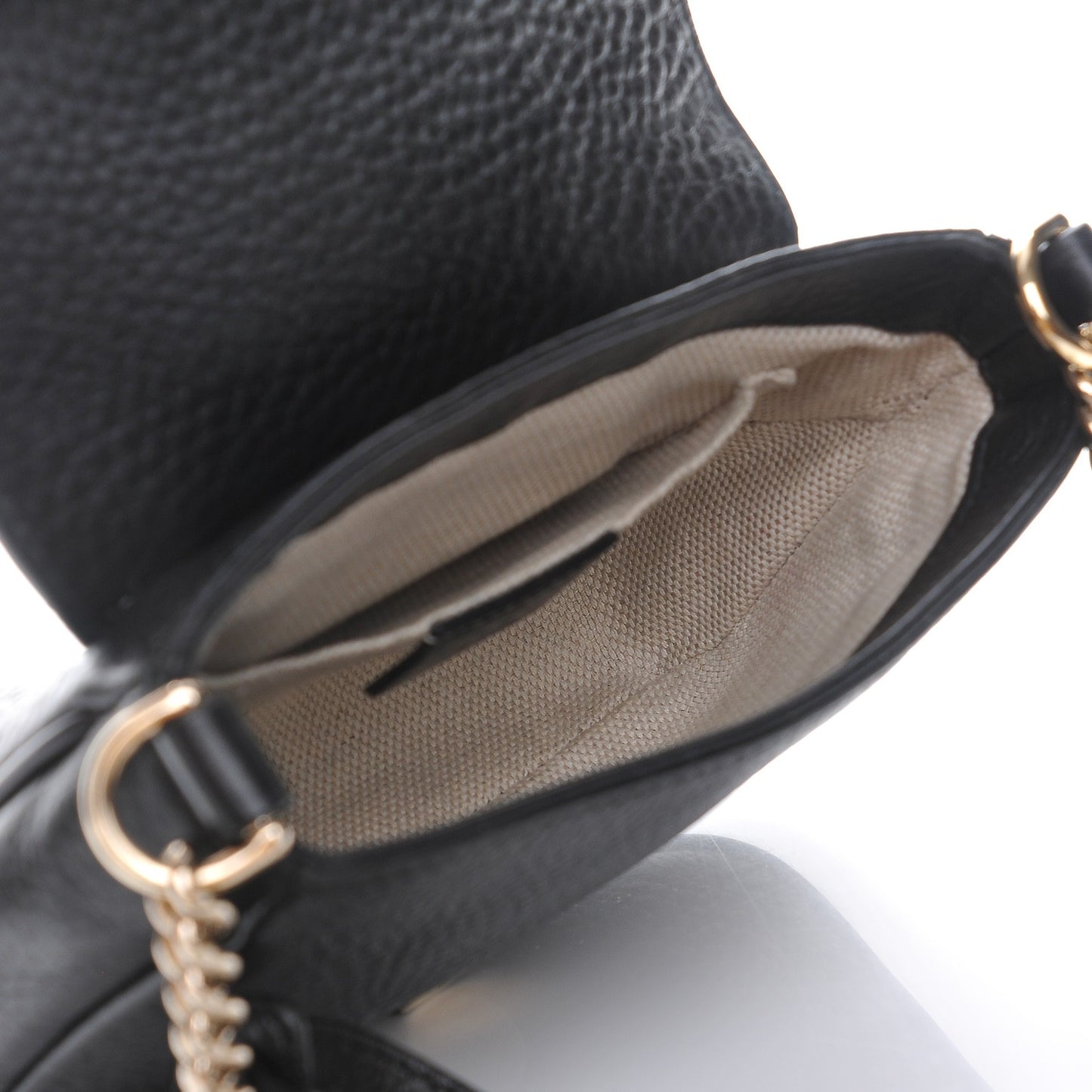 Pebbled Calfskin Small Soho Flap Crossbody Black