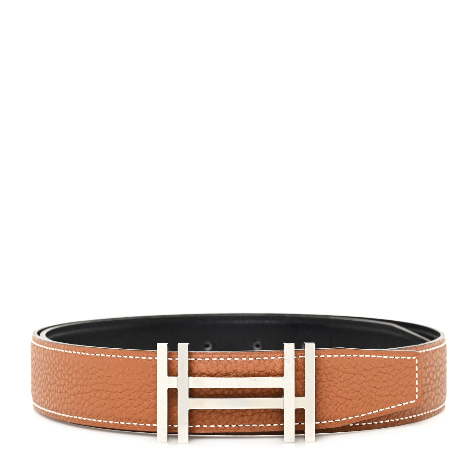 Hermes Box Togo 32mm Au Carre H Belt 85 Black Gold 1 of 4