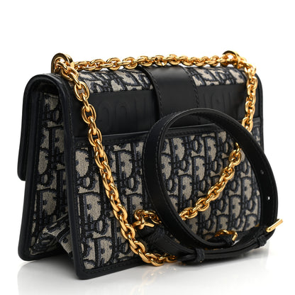 Christian Dior Oblique 30 Montaigne Chain Flap Bag Blue 3 of 9