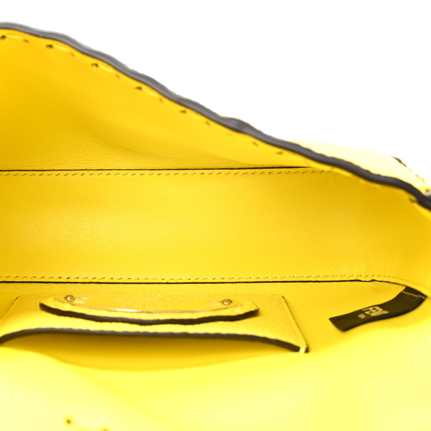 Cuoio Roma Sellerissima Nappa Sintetica Tape Stitch Mini Baguette Acid Yellow