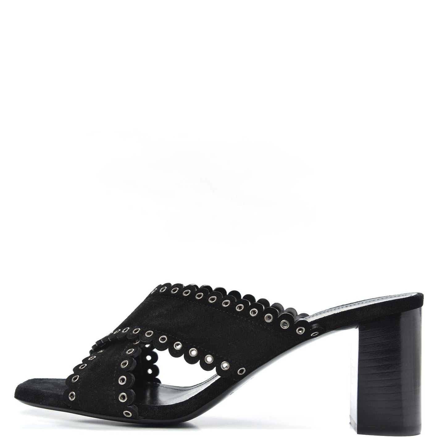 Suede Eyelet LouLou 70 Mules 38 Black