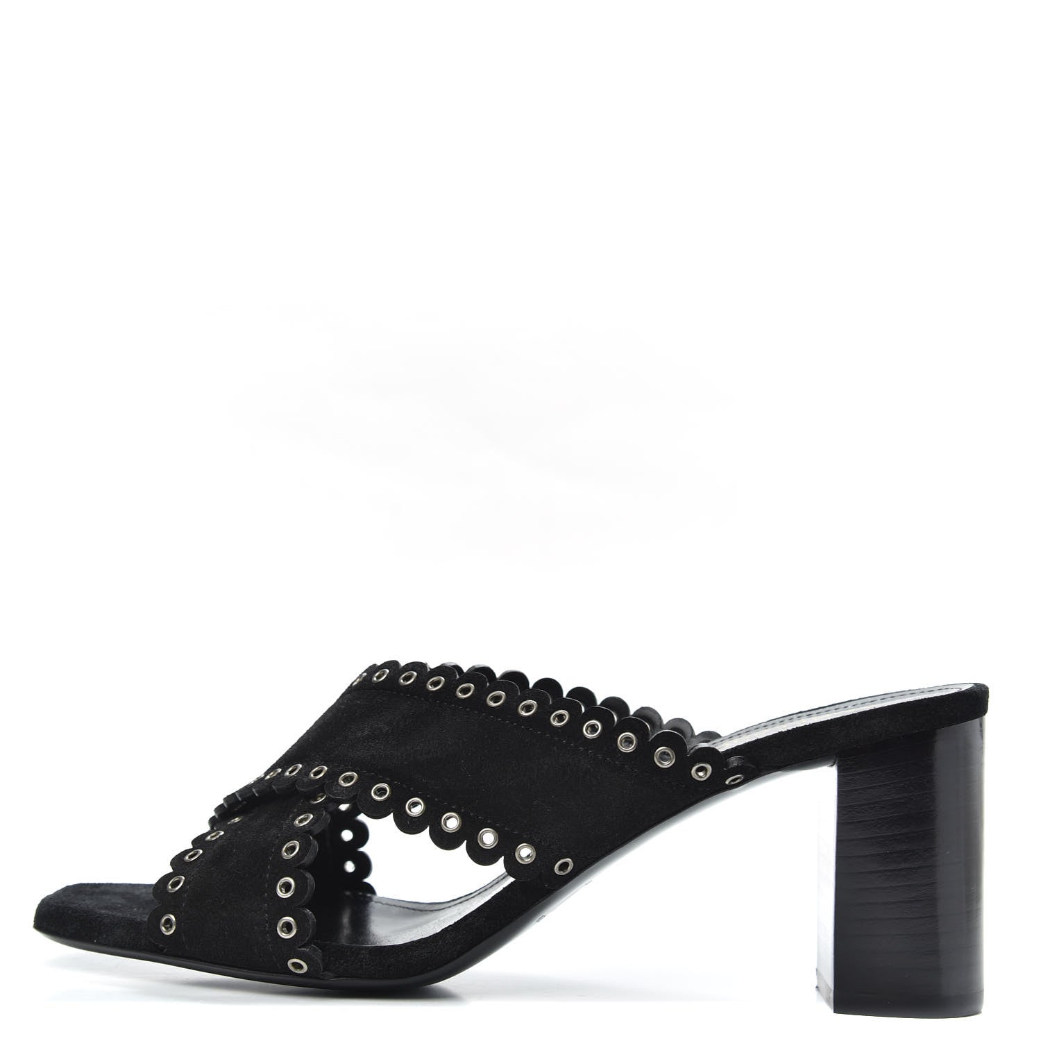 Saint Laurent Suede Eyelet LouLou 70 Mules 38 Black 1 of 9