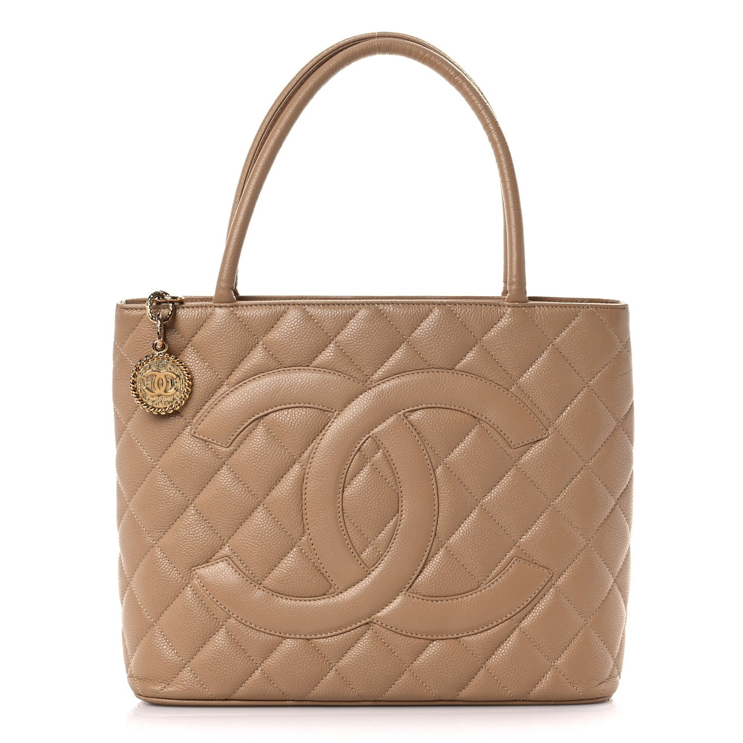 Caviar Quilted Medallion Tote Beige