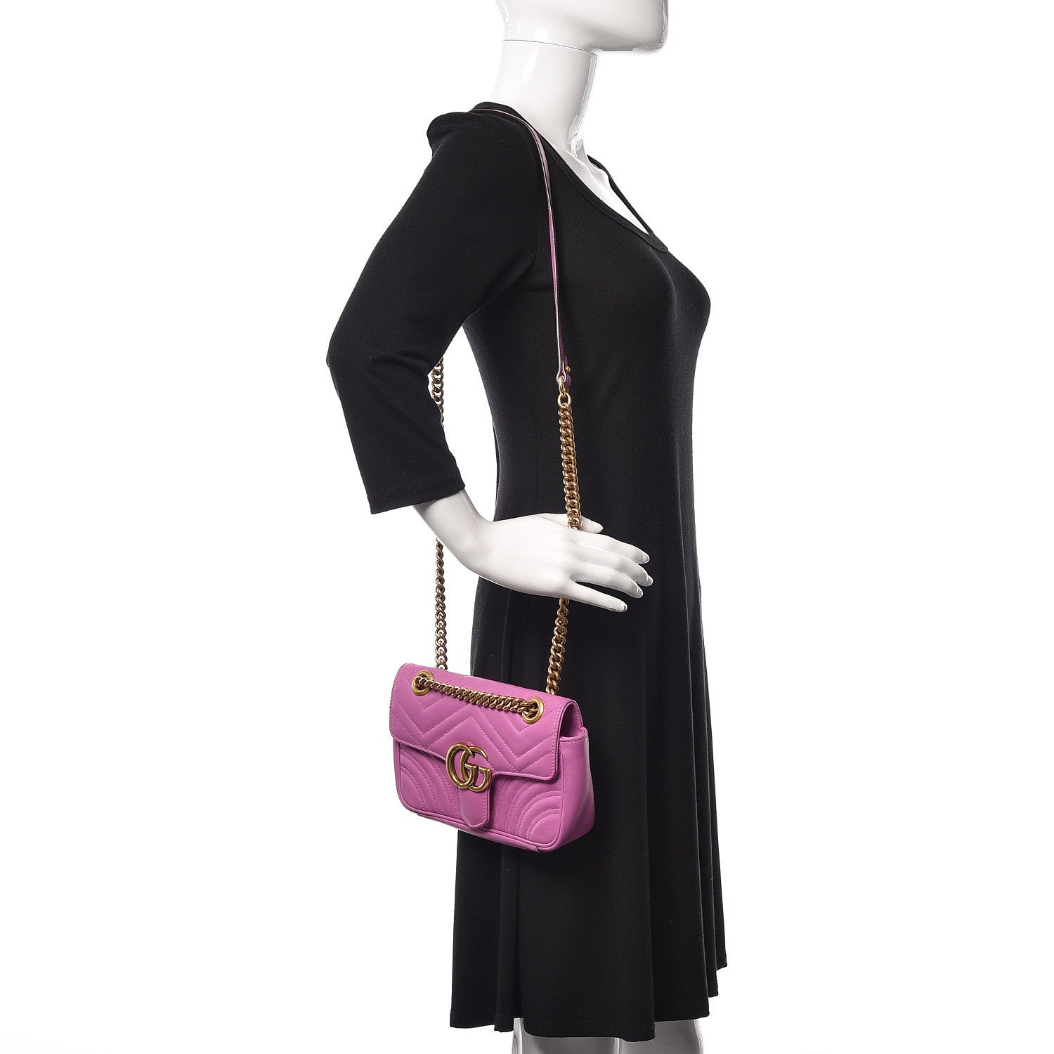 Gucci Calfskin Matelasse Mini GG Marmont Shoulder Bag Candy Mousse 2 of 17