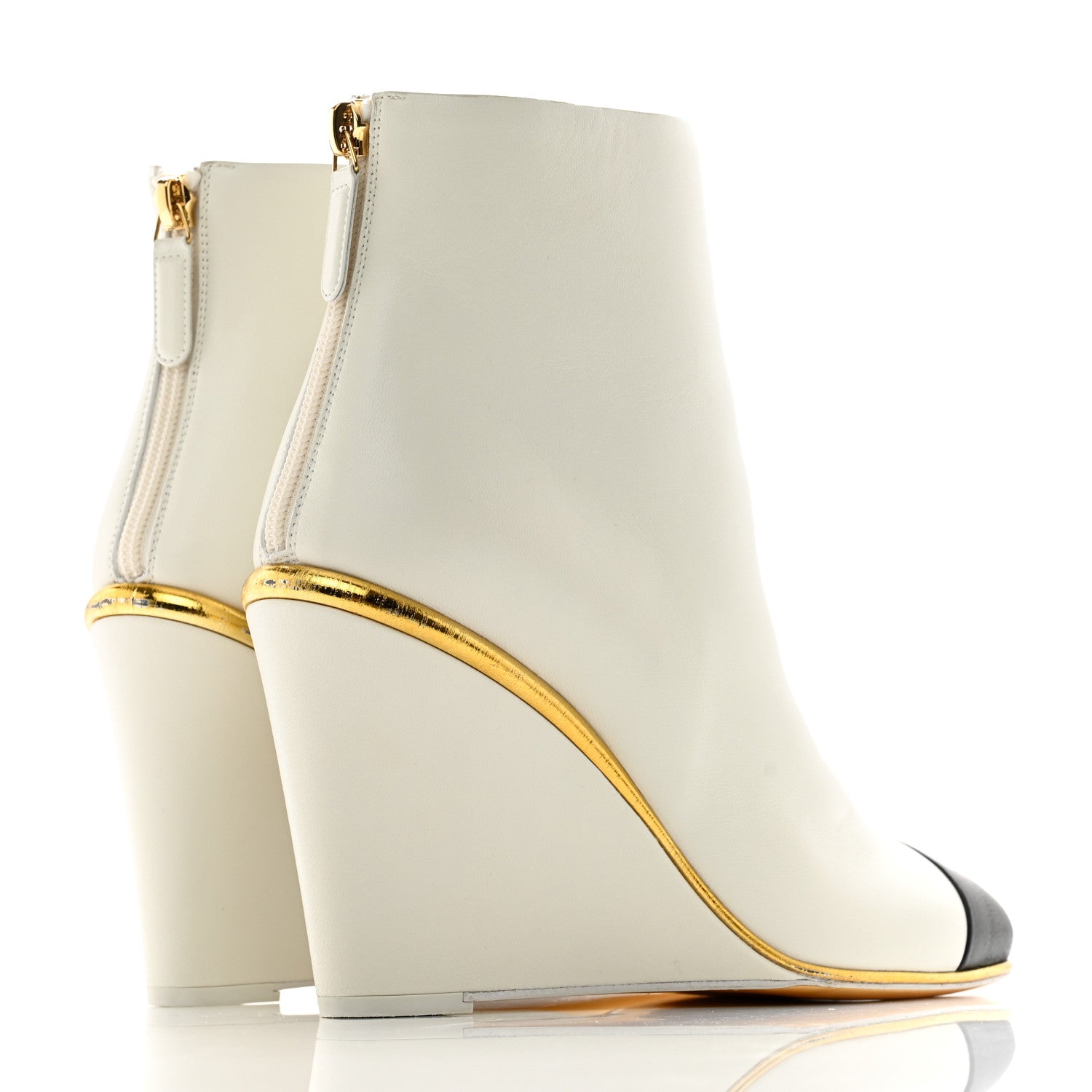 Chanel Lambskin Cap Toe Open Wedge 39 White Black 4 of 11