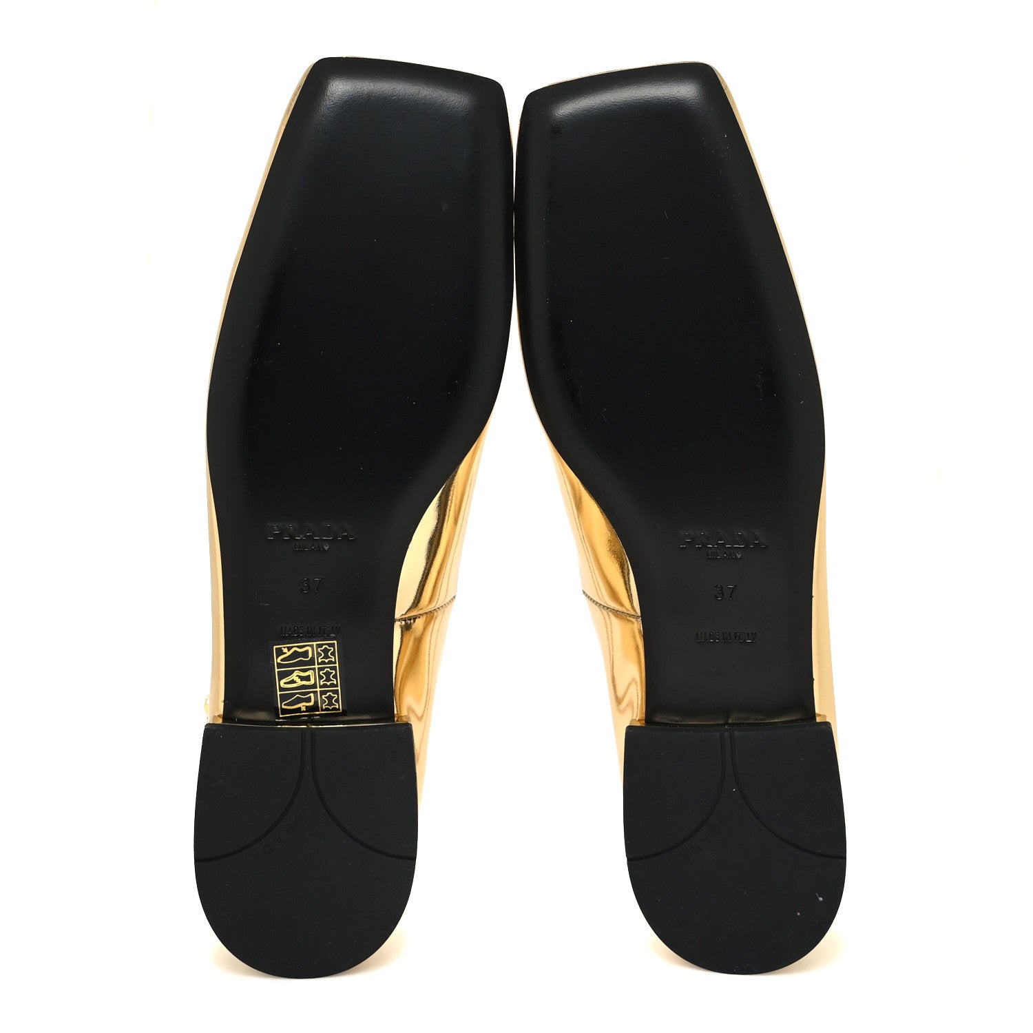 Prada Metallic Calfskin Metal Triangle Logo Ankle Strap Ballerinas 37 Platino 5 of 8