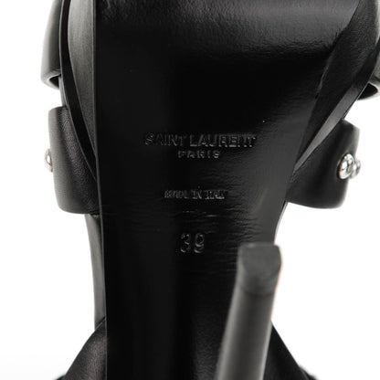 Saint Laurent Calfskin Tribute 105 Studded Platform Sandals 39 Black 6 of 7