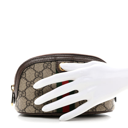 Gucci GG Supreme Monogram Textured Calfskin Web Medium Ophidia Cosmetic Case Beige Ebony New Acero 2 of 7