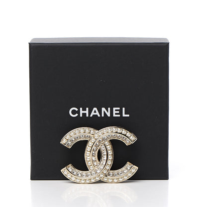 Chanel Crystal Pearl Chain Mania CC Brooch Gold 4 of 4
