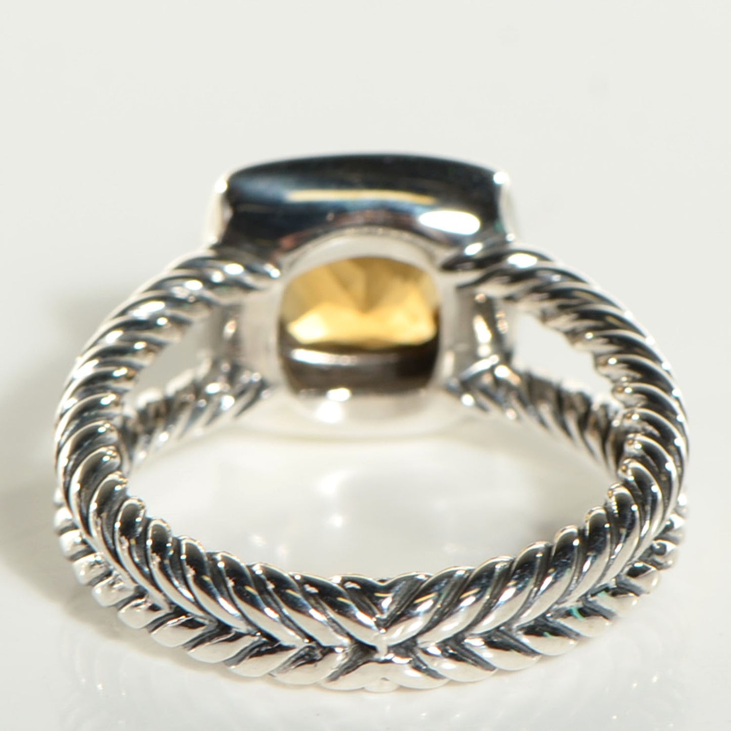 Sterling Silver Diamond Citrine 7mm Petite Albion Ring 54 7
