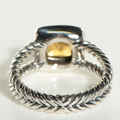 David Yurman Sterling Silver Diamond Citrine 7mm Petite Albion Ring 54 7 3 of 4