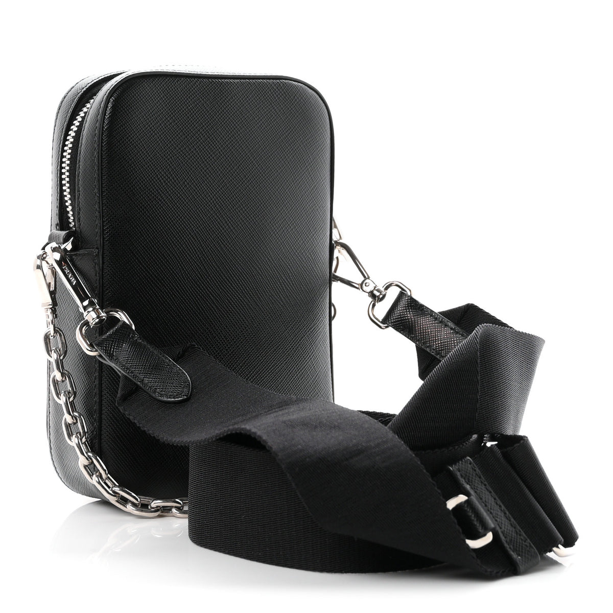 Saffiano Phone Crossbody Pouch  Black