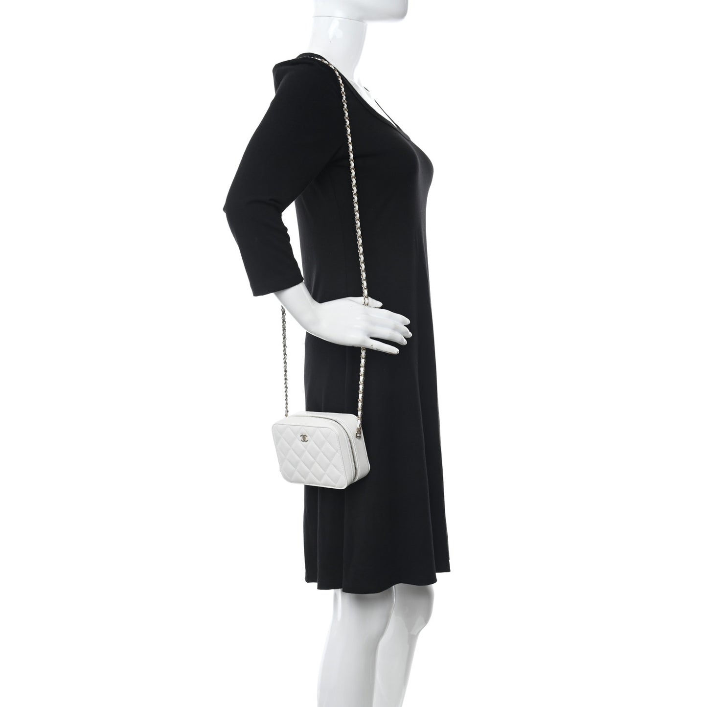 Caviar Quilted Camera Bag White