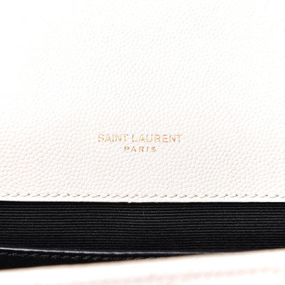 Saint Laurent Grain De Poudre Textured Mixed Matelasse Medium Triquilt Monogram Satchel Crema Soft 7 of 12