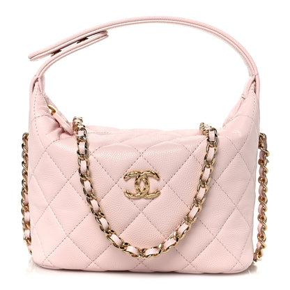 Chanel Shiny Caviar Hobo Clutch With Chain Light Pink 1 of 11