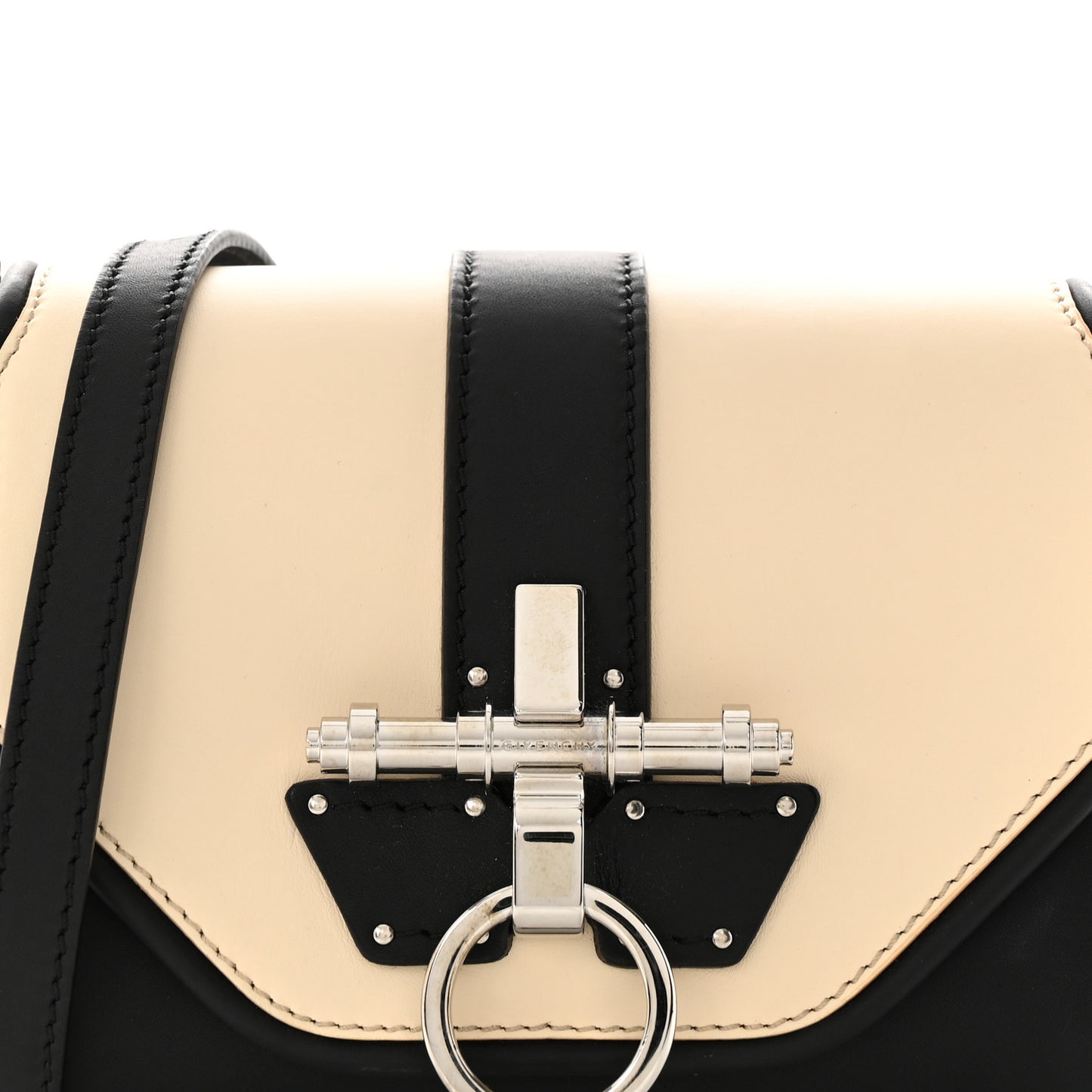 Lambskin Obsedia Shoulder Bag Beige Black