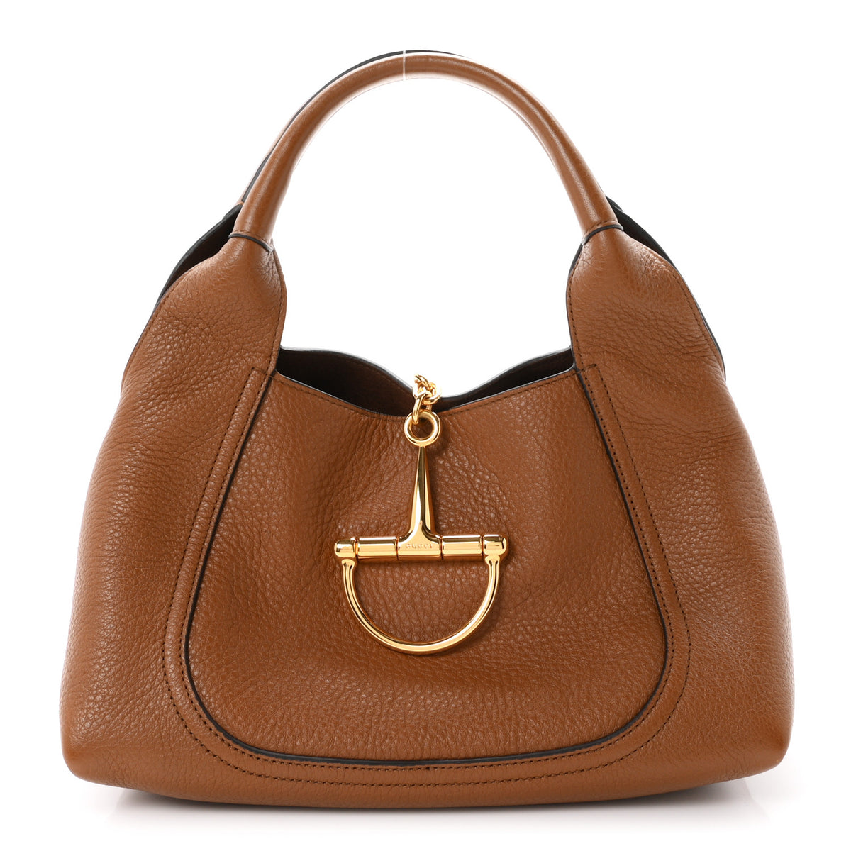 Grained Calfskin Softbit Medium Shoulder Bag Brown