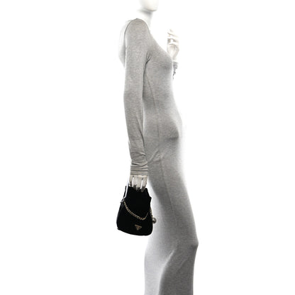 Prada Velvet Petit Sac Mini Bucket Bag Black 2 of 10