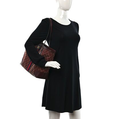 Gucci Monogram Textured Dollar Calfskin Web Medium Ophidia Shopping Tote Sahara Rubino Chardonnay 2 of 8