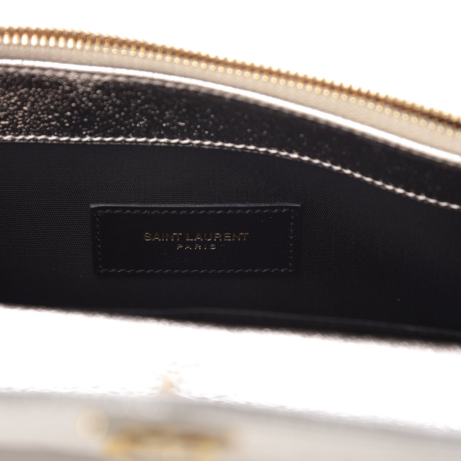 Saint Laurent Metallic Crackled Calfskin Matelasse Chevron Monogram Envelope Chain Wallet Gold 6 of 6