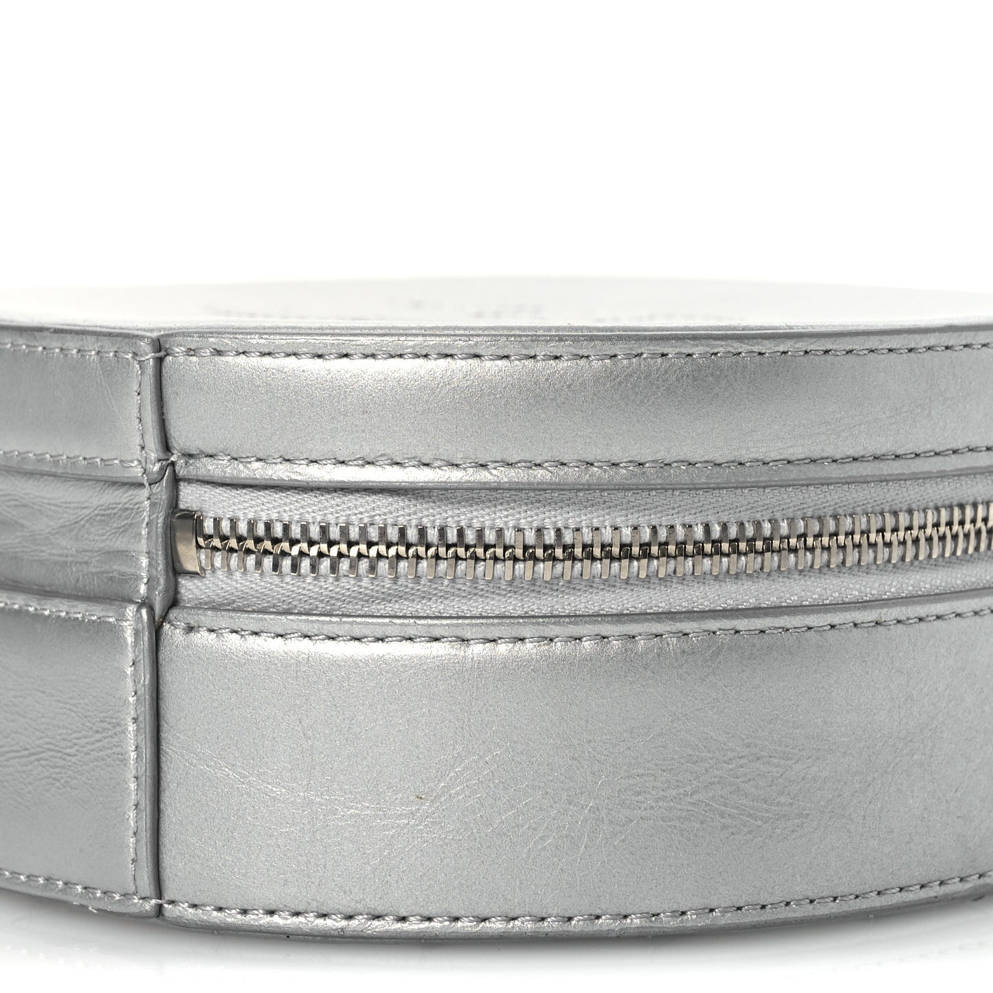 Metallic Glazed Calfskin Round As Earth Evening Bag Silver