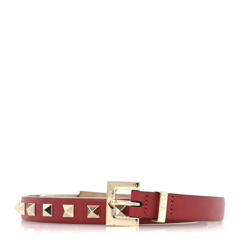 Calfskin Rockstud Belt 80 32 Red
