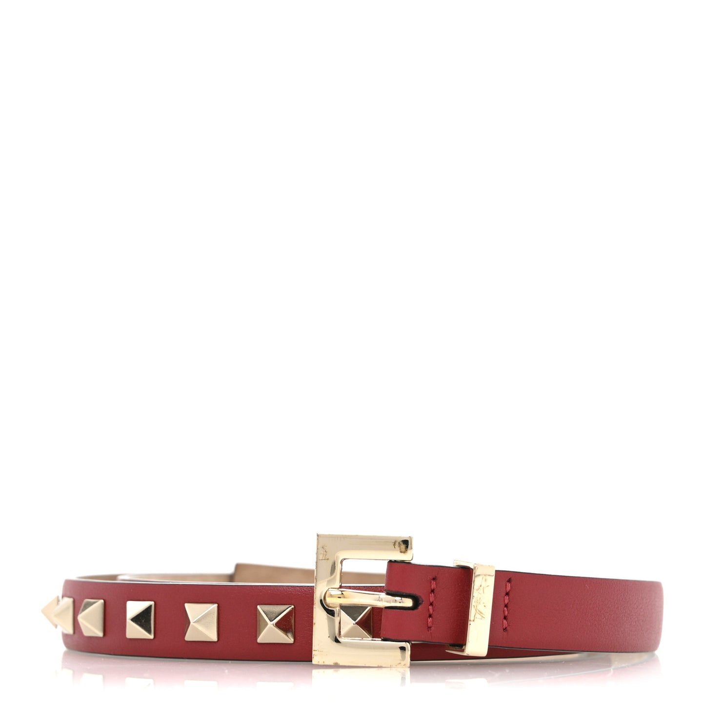 Calfskin Rockstud Belt 80 32 Red