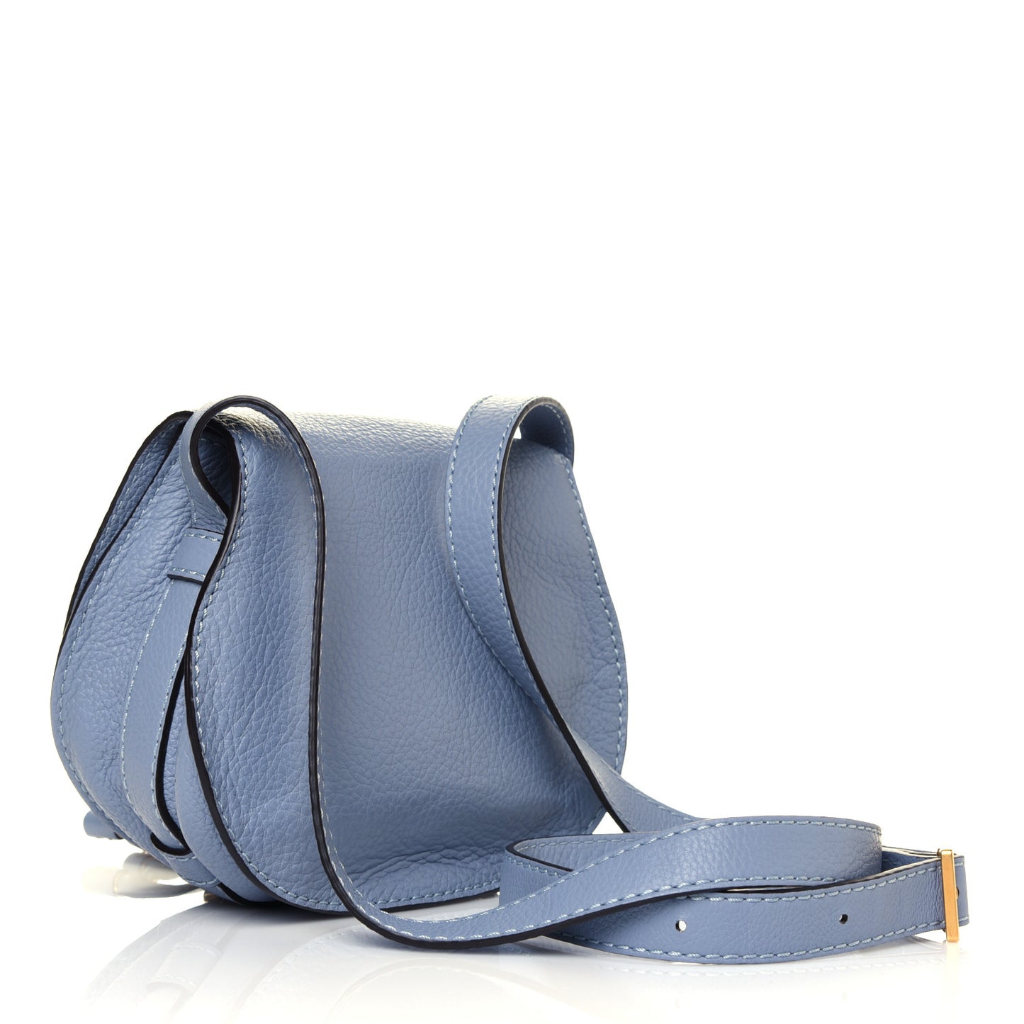 Calfskin Mini Marcie Round Crossbody Bag Washed Blue
