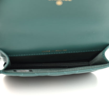 Chanel Lambskin Quilted Top Handle Flap Coin Purse With Chain Green 5 of 11