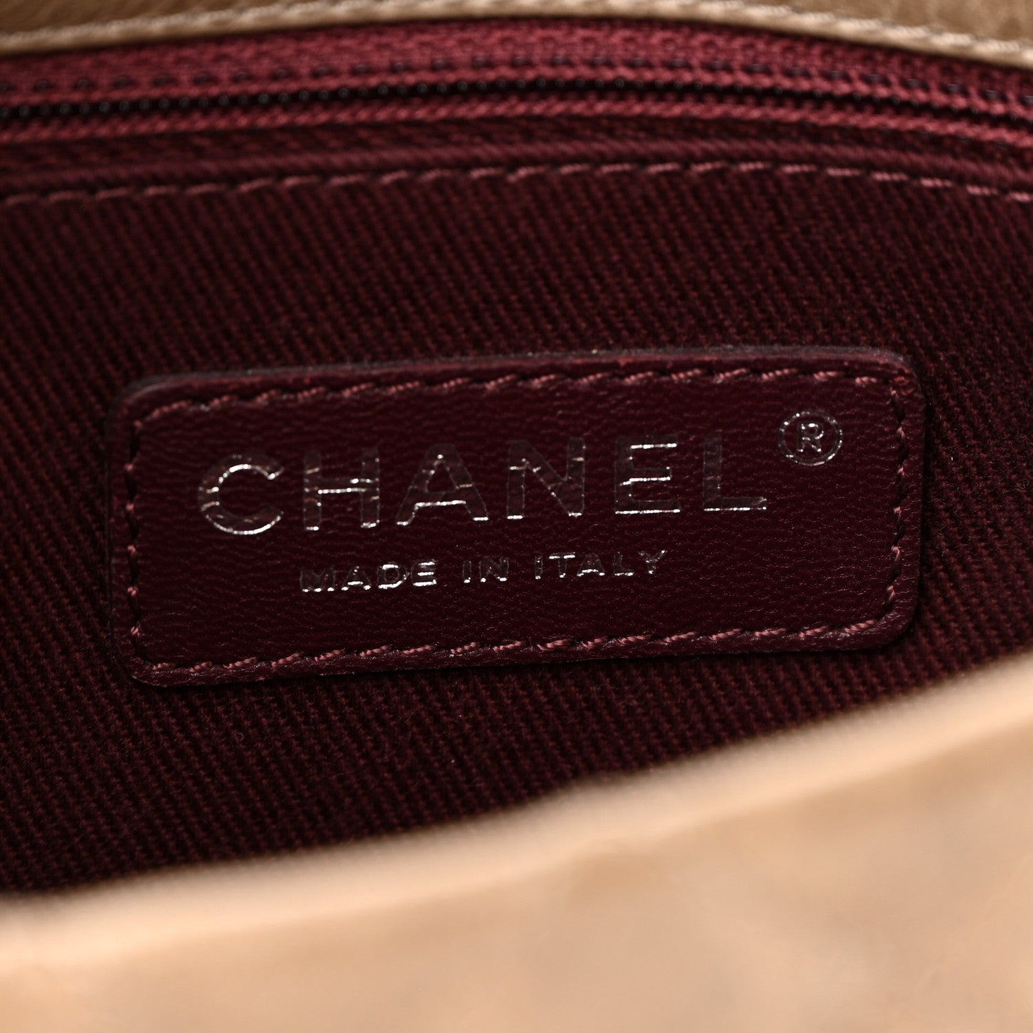 Chanel Glazed Calfskin Nameplate Flap Beige 6 of 10