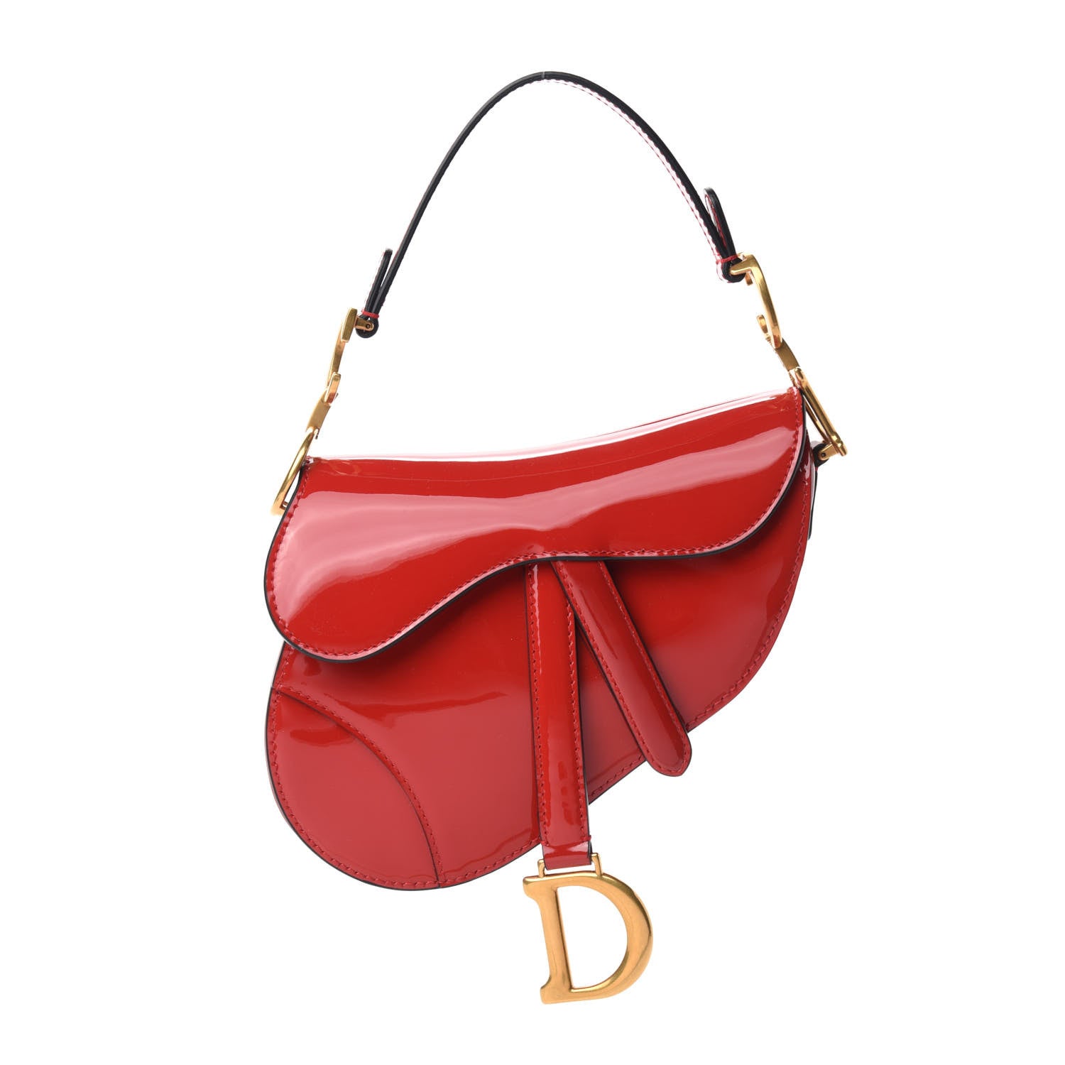 Christian Dior Patent Mini Saddle Bag Red 1 of 10