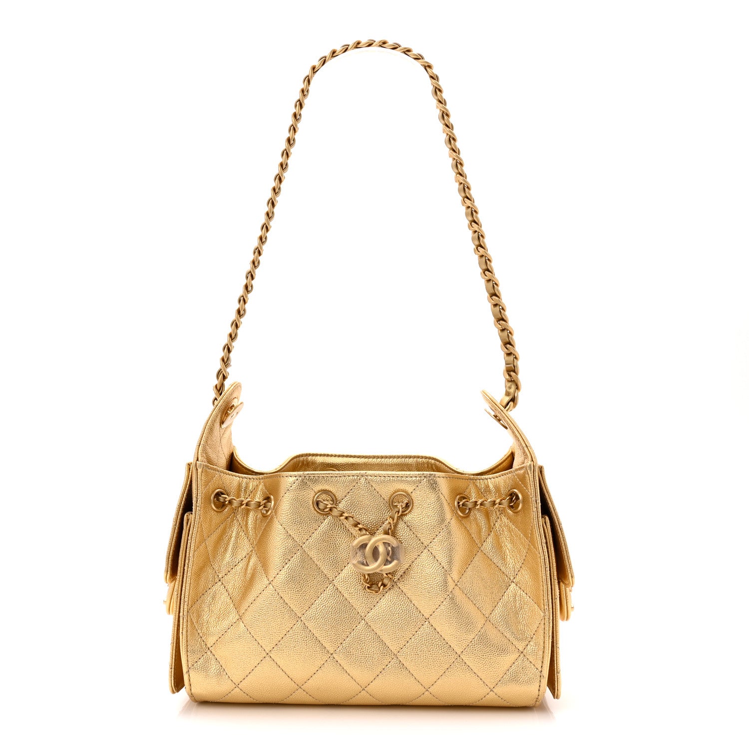 Chanel Metallic Caviar Quilted Mini Chanel 25 Handbag Gold 1 of 12
