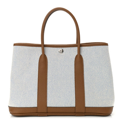 Hermes Twill H Negonda Garden Party 30 TPM Tote Ecru Alezan Bleu Bill 1 of 10