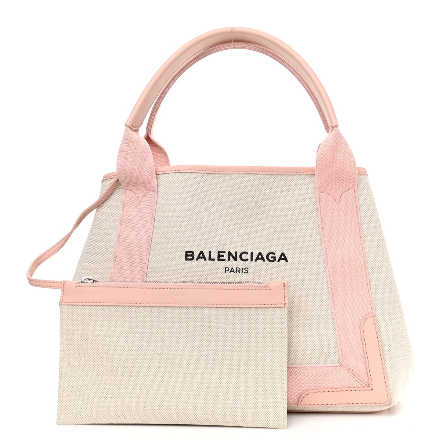 Cotton Canvas Satin Calfskin S Navy Cabas Pink Beige