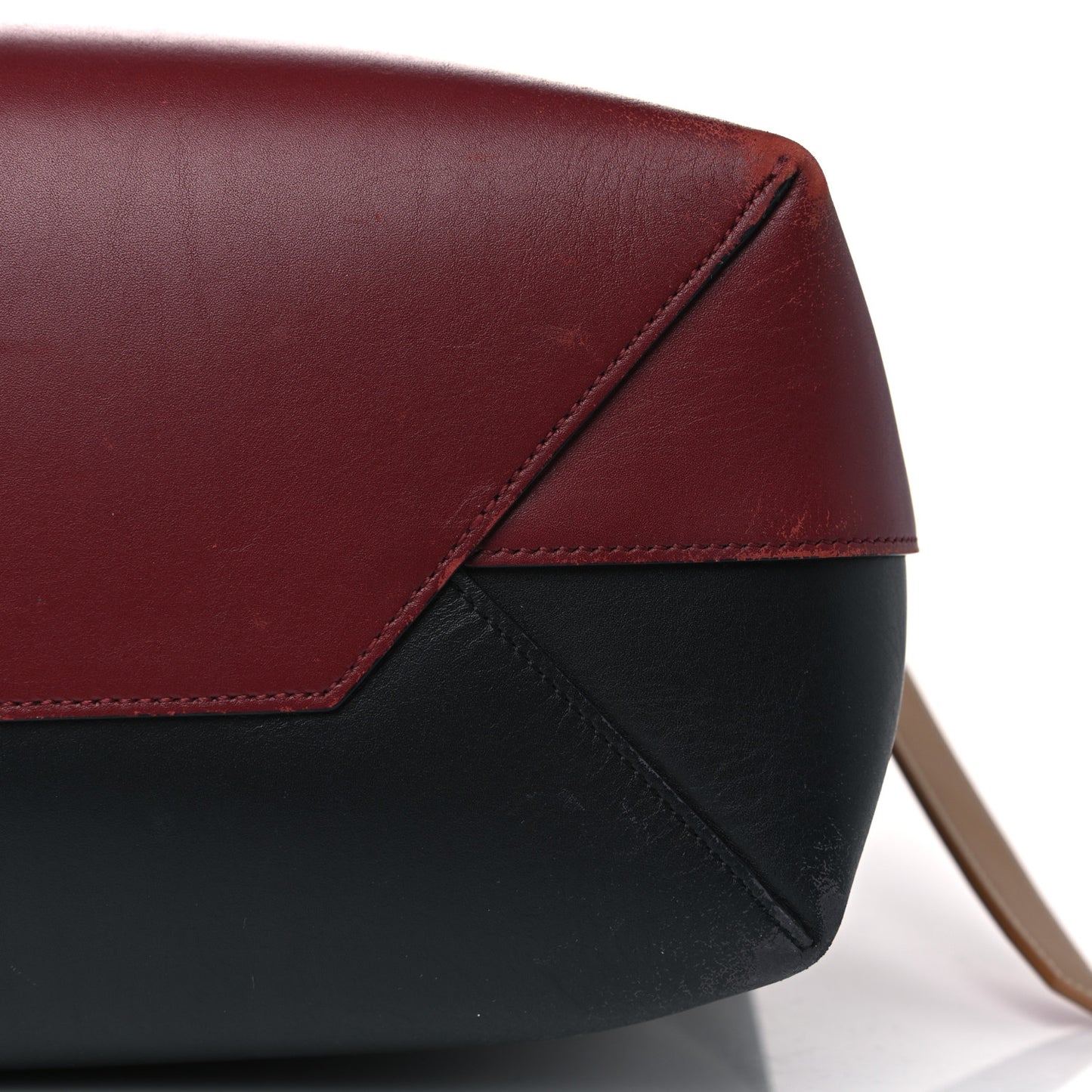 Shiny Smooth Calfskin Small Twisted Cabas Dark Ruby Navy