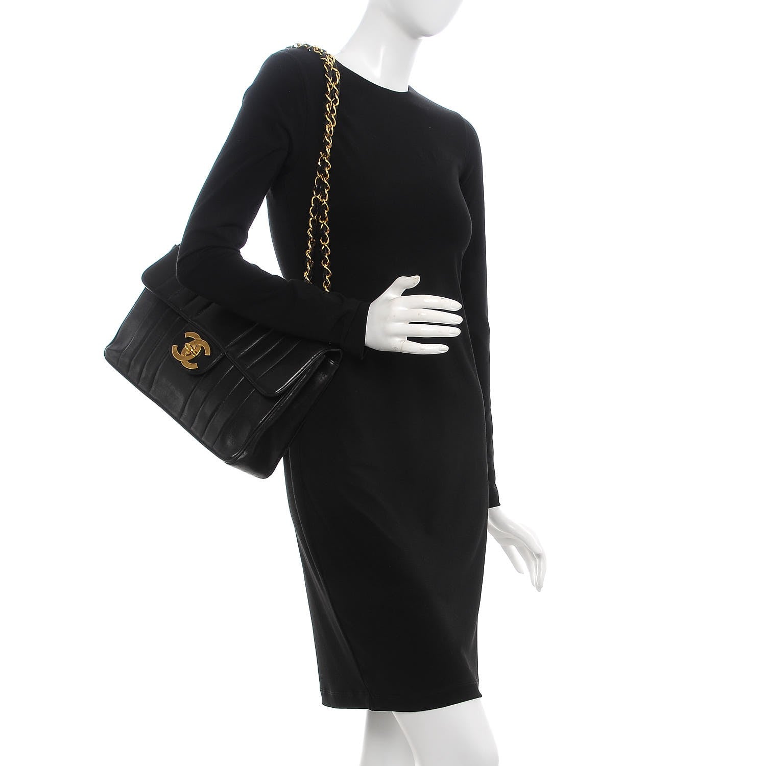 Chanel Lambskin Vertical Quilt Jumbo Single Flap Black 2 of 15